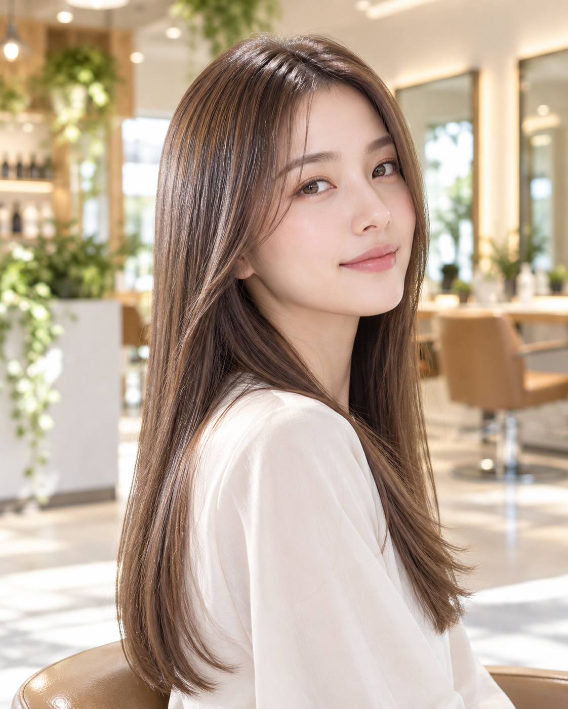 女性モデルのナチュラルロングスタイル
